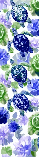 Free turtle bookmark featuring green, blue, and white turtles